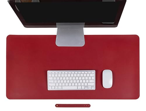 Große Schreibtischunterlage aus Leder, Rutschfestes großes Mauspad mit Wildlederbezug, Reinigungsfreundliche Computerunterlage(Red,70x35cm) von Generic