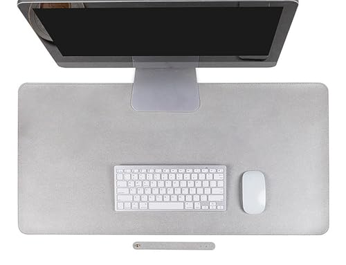 Große Schreibtischunterlage aus Leder, Rutschfestes großes Mauspad mit Wildlederbezug, Reinigungsfreundliche Computerunterlage(Silver,80x40cm) von Generic