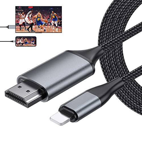 HDMI-Kabel für iPhone zu TV/Monitor/Projektor, 33,2 m, HDMI-Konverterkabel, Adapterkabel, Verbindungskabel, kompatibel mit iPhone 14, 13, 12, 11, YouTube-TV-Ausgang, 1080p HD, Plug and Play (4 m, Grau von Generic