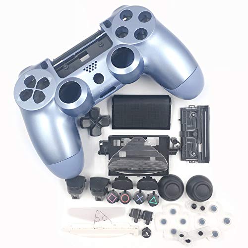 HUAYUWA Kunststoff-Gamecontroller-Gehäuse mit Tasten Ersatzset passend für Playstation 4 Slim 4.0 JDM-040 (V1-Version), Titanblau von Generic