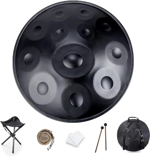 Handpan Drum D-Moll 9/10/12 TöNe 22 Zoll Stahl-Handpan Drum Harmonische Percussion - Klangheilung, Meditation, Yoga - Gold von Generic