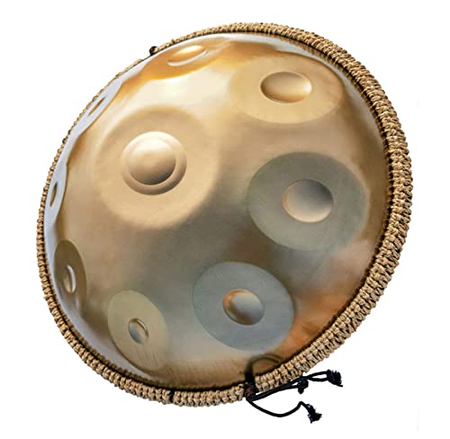 Handtrommelinstrument, 432 Hz Handpan-Trommel in d-Moll, 9 Noten, 22-Zoll-Stahltrommel mit weicher Handpan-Tasche, 2 Handpan-Schlägeln, Handpan-Ständer, staubfreiem Tuch von Generic