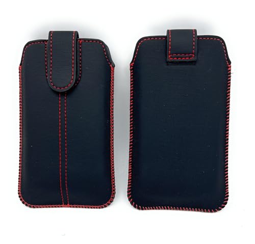 Handy Tasche Schutz Hülle Slim Case Cover Etui Sleeve schwarz-rot für Nokia 6310 (2021), Apple iPhone 12 Mini / 13 Mini, Olympia Sun, Bea-Fon SL260 von Generic