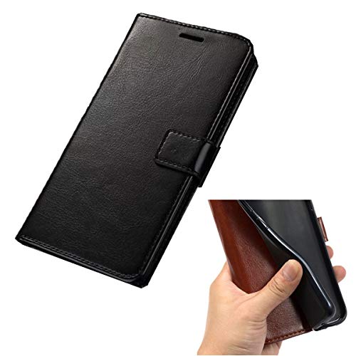 Handyhülle für Doogee N50 Hülle Leder, Premium Leder Flip Case Schutzhülle Tasche Handytasche für Doogee N50 Handy Hüllen Cover (6,52") - Schwarz-1 von Generic