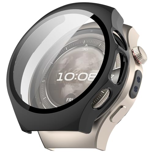 Hard Hülle mit Displayschutz Kompatibel mit Huawei Watch 5 46mm, Vollschutz Kratzfest PC Schutzhülle Ultradünner Schutz Case für Huawei Watch Fit 5 46mm Smartwatch (Matt Schwarz) von Generic
