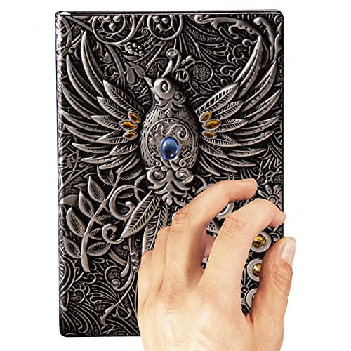 Hardcover Reise-Notizblock – Schreibjournal aus geprägtem Leder | Skizzenbuch, Reisetagebuch, goldfarbenes Stifte-Set, Notizbücher zum Schreiben, Tagebuch von Generic