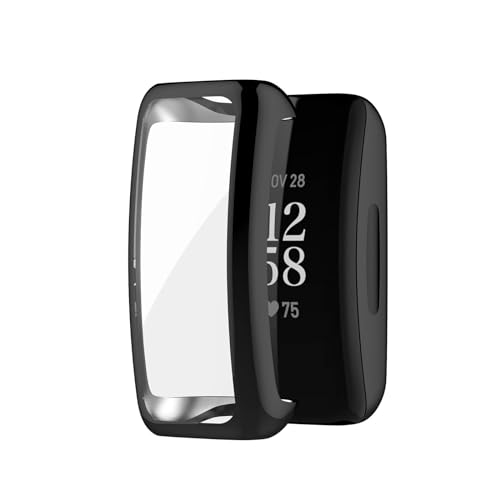 Hülle Kompatibel mit Fitbit Inspire 3 / Inspire 2 / Inspire HR Schutzhülle, Flexibles TPU Ultradünne Leichte Displayschutz Schutz Gehäuse Abdeckung (Black, One Size) von Generic