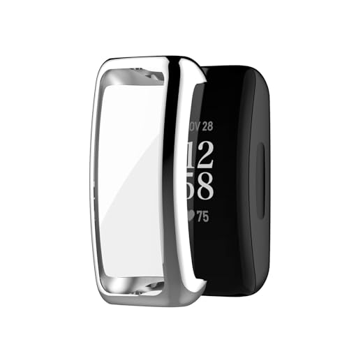Hülle Kompatibel mit Fitbit Inspire 3 / Inspire 2 / Inspire HR Schutzhülle, Flexibles TPU Ultradünne Leichte Displayschutz Schutz Gehäuse Abdeckung (Silver, One Size) von Generic
