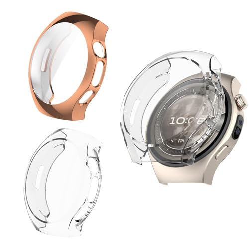 Hülle Kompatibel mit Huawei Watch 5 42mm Schutzfolie Schutzhülle, Flexibles TPU Displayschutz Case Kratzfest Abdeckung Schutz Gehäuse für Huawei Watch 5 42mm Smartwatch (Z-Roségold/Klar) von Generic