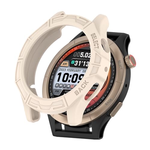 Hülle Kompatibel mit Huawei Xiaomi Amazfit Cheetah/Cheetah pro Schutzhülle,Soft Anti-Kratzer Halbverpackte Uhrengehäuse Uhren zubehör (Beige, A) von Generic