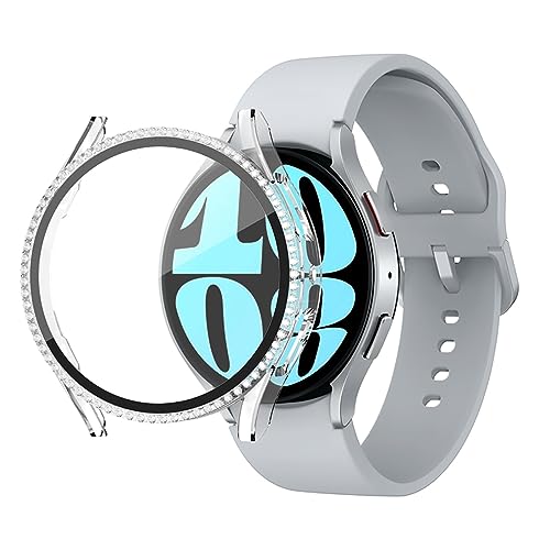 Hülle Kompatibel mit Samsung Galaxy Watch 6 40mm Schutzhülle, Hartglas Displayschutzfolie Rundum PC Bumper Cover Glitzer Case für Galaxy Watch 6 40mm (Klar) von Generic