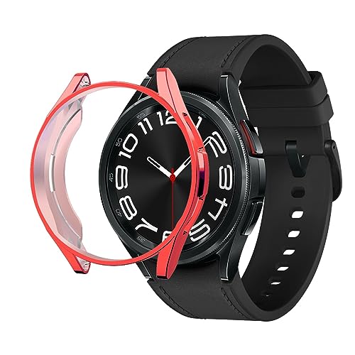 Hülle Kompatibel mit Samsung Galaxy Watch 6 44mm Schutzhülle, [Nein Folie] Flexibles TPU Case Kratzfest Abdeckung Schutz Gehäuse für Galaxy Watch 6 44mm (Rot) von Generic