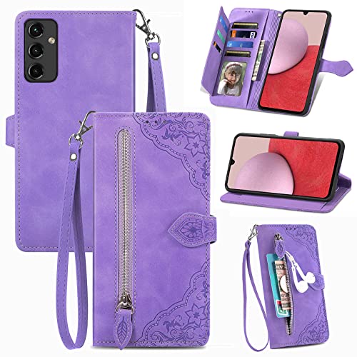 Hülle Kompatibel with Samsung Galaxy A04S/A13 5G，Samsung Galaxy A04S/ A13 5G PU Leder Wallet Ständer Case, Handyhülle Schutzhülle Protective Case für Samsung Galaxy A04S/ A13 5G Violett von Generic