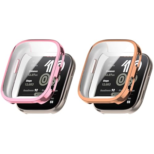 Hülle für Amazfit Bip 6 Displayschutzhülle Full Coverage Anti Kratz Anti Staub Ultradünne TPU Schutzhülle für Amazfit Bip 6 Smartwatch (Z-Rosa/Rose Gold) von Generic