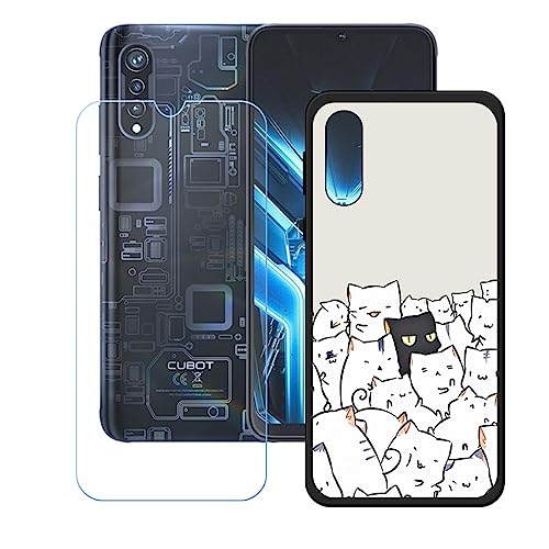 Hülle für Cubot X70 + HD Panzerglas, Sanft Handyhülle Silikon Schutzhülle Cover TPU Case Handy Tasche Handytasche - Panzerglasfolie Schutzfolie für (6,58") - KE87 von Generic