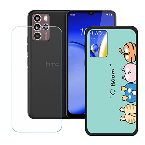 Hülle für HTC U23 Pro + HD Panzerglas, Sanft Handyhülle Silikon Schutzhülle Cover TPU Case Handy Tasche Handytasche - Panzerglasfolie Schutzfolie für (6,8") - KE80 von Generic