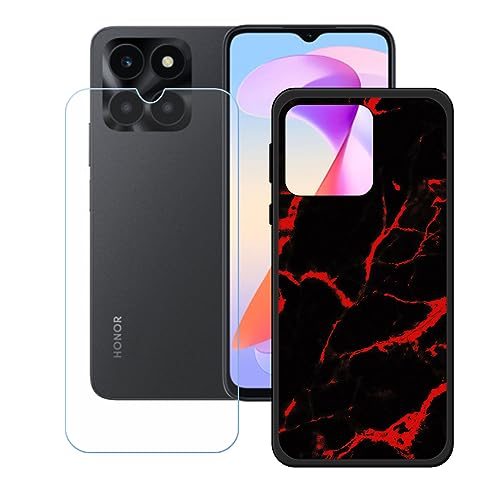 Hülle für Honor X6A + HD Panzerglas, Sanft Handyhülle Silikon Schutzhülle Cover TPU Case Handy Tasche Handytasche - Panzerglasfolie Schutzfolie für (6,56") - KE38 von Generic