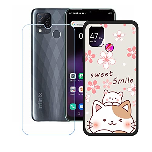 Hülle für Infinix Hot 10T + HD Panzerglas, Sanft Handyhülle Silikon Schutzhülle Cover TPU Case Handy Tasche Handytasche - Panzerglasfolie Schutzfolie für (6,82") - KE72 von Generic