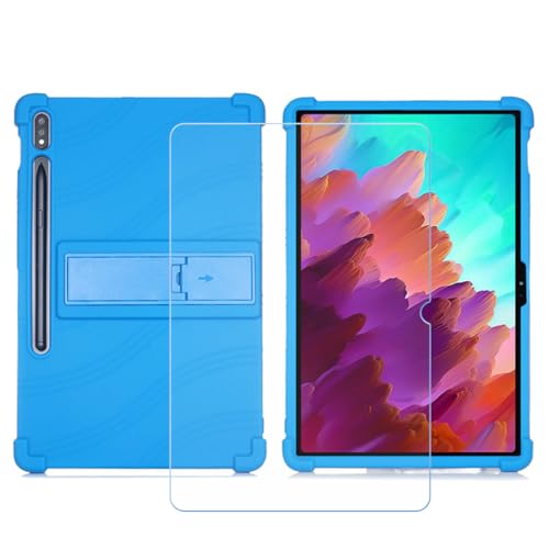 Hülle für Lenovo Tab M10 5G + HD Panzerglas, Sanft Handyhülle Silikon Schutzhülle Cover TPU Case Handy Tasche Handytasche - Panzerglasfolie Schutzfolie für (10,6") - Blu1 von Generic