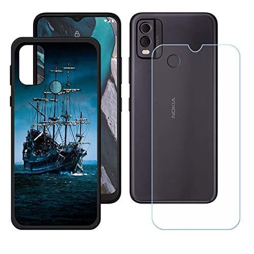 Hülle für Nokia C22 + HD Panzerglas, Sanft Handyhülle Silikon Schutzhülle Cover TPU Case Handy Tasche Handytasche - Panzerglasfolie Schutzfolie für (6,5") - KE33 von Generic