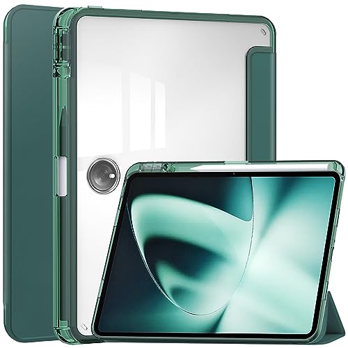 Hülle für One Plus Pad 11,6 Zoll 2023, transparente Hartschale Rückseite Slim Tri-fold Smart Cover Schutzhülle One Plus Pad Tablet Hülle Auto Wake/Sleep (Grün) von Generic