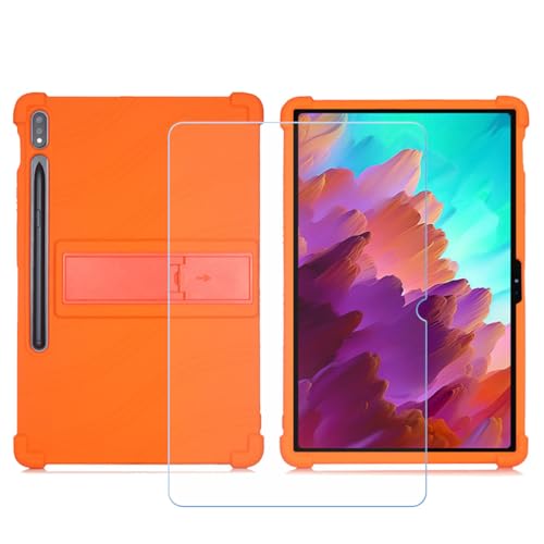 Hülle für OnePlus Pad + HD Panzerglas, Sanft Handyhülle Silikon Schutzhülle Cover TPU Case Handy Tasche Handytasche - Panzerglasfolie Schutzfolie für (11,61") - Arancione von Generic