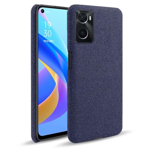 Hülle für Oppo A76 4G,Leinwand Muster Design,Schlankes Design mit griffiger Oberfläche,Stoß und Kratzfeste Gewebestruktur-Blue Hülle für Oppo A76 4G,Leinwand Muster Design,Schlankes Design mit griffiger Oberfläche,Stoß und Kratzfeste Gewebestruktur-Blue von Generic