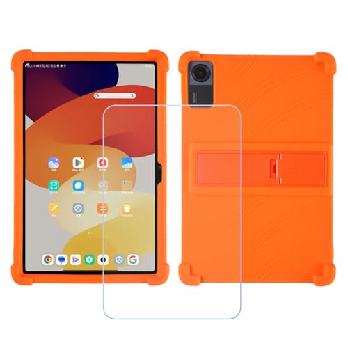 Hülle für Oscal Pad 15 + HD Panzerglas, Sanft Handyhülle Silikon Schutzhülle Cover TPU Case Handy Tasche Handytasche - Panzerglasfolie Schutzfolie für (10,36") - Arancione von Generic