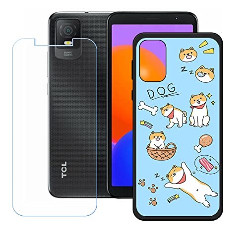 Hülle für TCL 403 + HD Panzerglas, Sanft Handyhülle Silikon Schutzhülle Cover TPU Case Handy Tasche Handytasche - Panzerglasfolie Schutzfolie für (6,0") - KE135 von Generic
