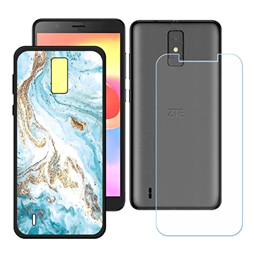 Hülle für ZTE Blade A32 + HD Panzerglas, Sanft Handyhülle Silikon Schutzhülle Cover TPU Case Handy Tasche Handytasche - Panzerglasfolie Schutzfolie für (5,45") - KE35 von Generic