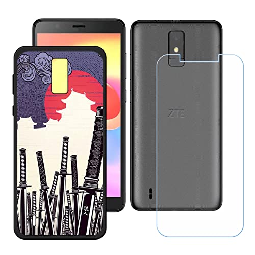 Hülle für ZTE Blade A32 + HD Panzerglas, Sanft Handyhülle Silikon Schutzhülle Cover TPU Case Handy Tasche Handytasche - Panzerglasfolie Schutzfolie für (5,45") - KE55 von Generic