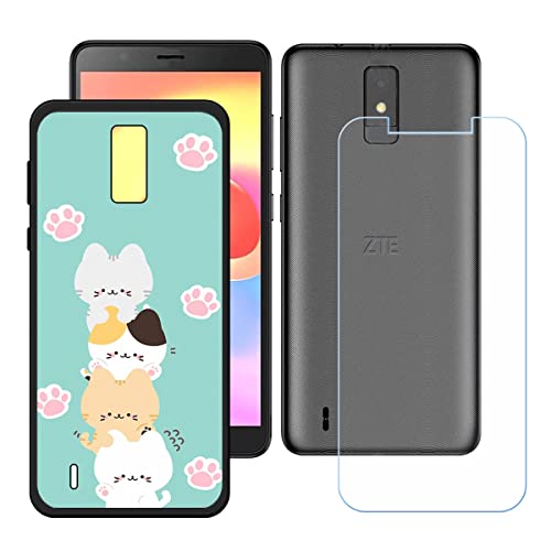 Hülle für ZTE Blade A32 + HD Panzerglas, Sanft Handyhülle Silikon Schutzhülle Cover TPU Case Handy Tasche Handytasche - Panzerglasfolie Schutzfolie für (5,45") - KE70 von Generic