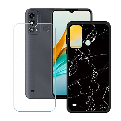 Hülle für ZTE Blade A53 Plus + HD Panzerglas, Sanft Handyhülle Silikon Schutzhülle Cover TPU Case Handy Tasche Handytasche - Panzerglasfolie Schutzfolie für (6,52") - KE14 von Generic