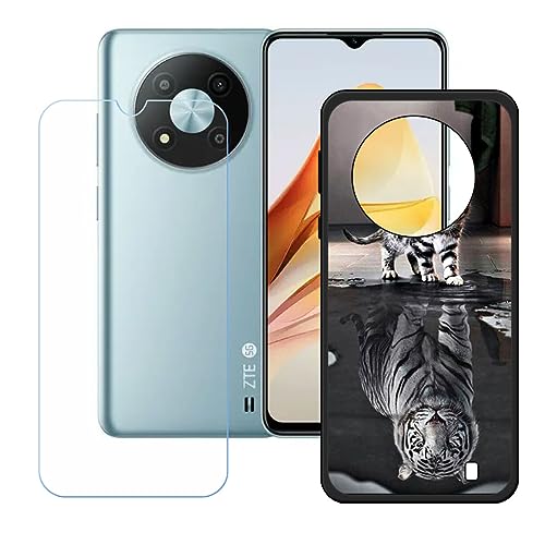 Hülle für ZTE Blade A73 5G + HD Panzerglas, Sanft Handyhülle Silikon Schutzhülle Cover TPU Case Handy Tasche Handytasche - Panzerglasfolie Schutzfolie für (6,52") - KE57 von Generic