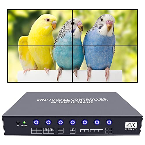 ISEEVY 4K UHD Video Wall Controller 2x2 1x2 2x1 TV Wall Processor Support 3840x2160@30 HDMI Input for 4 TV Splicing Display von Generic