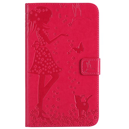 JIan Ying Cover für Samsung Tab A6 7.0, Galaxy Tab ein 7.0 Case - Slim PU Leder Tri-Fold Ständer Klapp Schutzhülle für für Samsung Galaxy Tab A 7.0“ (2016) sm-t280/T285 Tablet Red Girl von Generic