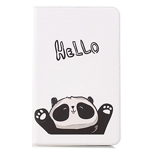 JIan Ying Samsung Galaxy Tab 10.1 (2016) SM-T580 T585 Hülle, PU-Leder Schönen Mustern Wallet Magnetic Schließung Stand Case Flip Tablet Displayschutzfolie Cover Hello Panda von Generic