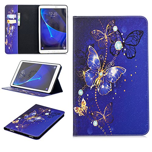 JIan Ying Samsung Galaxy Tab 10.1 (2016) SM-T580 T585 Hülle, PU-Leder Schönen Mustern Wallet Magnetic Schließung Stand Case Flip Tablet Displayschutzfolie Cover Lila Schmetterling von Generic