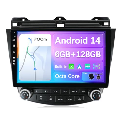JOYX - 6G+128G - Android 14 Autoradio Passt für Honda Accord 7th (2002-2007) - Eingebaut DSP/Carplay/Android Auto - Kamera MIC KOSTENLOS - 10.1 Zoll 2 Din - Unterstützung SWC DAB Fast-Boot 360-Kamera von Generic