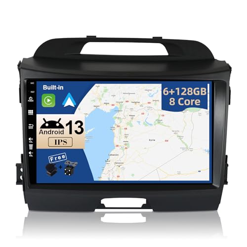 JOYX - [6G+128G] Android 12 Autoradio Passt für Kia Sportage (2010-2015) - Eingebaut DSP/Carplay/Android Auto - Kamera MIC KOSTENLOS - 9 Zoll 2 Din - Unterstützung SWC WiFi 4G DAB Fast-boot 360-Kamera von Generic