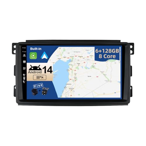 JOYX - 6G+128G - Android 12 IPS Autoradio Passt für Benz Smart fortwo 451 (2005-2010) - Kabellos CarPlay/Android Auto/DSP - LED Kamera & MIC - 9 Zoll 2 Din - DAB Lenkradsteuerung Fast-Boot 360-Kamera von Generic