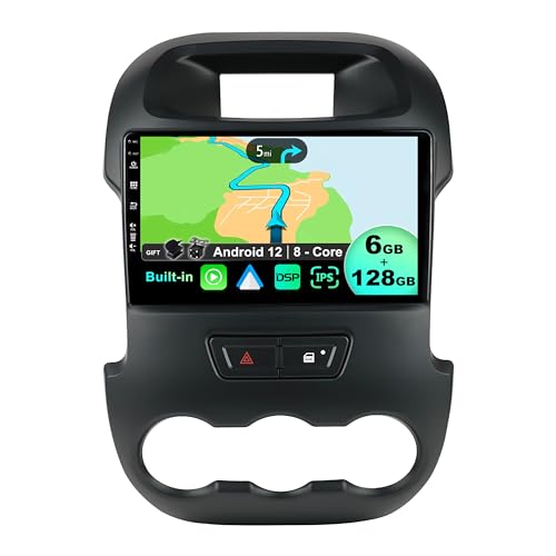 JOYX - [6G+128G] - Android 12 IPS Autoradio Passt für Ford Ranger (2011-2016) - Kabellos CarPlay/Android Auto/DSP - LED Kamera & MIC - 9 Zoll 2 Din - DAB Lenkradsteuerung Fast-boot 360-Camera WIFI AHD von Generic