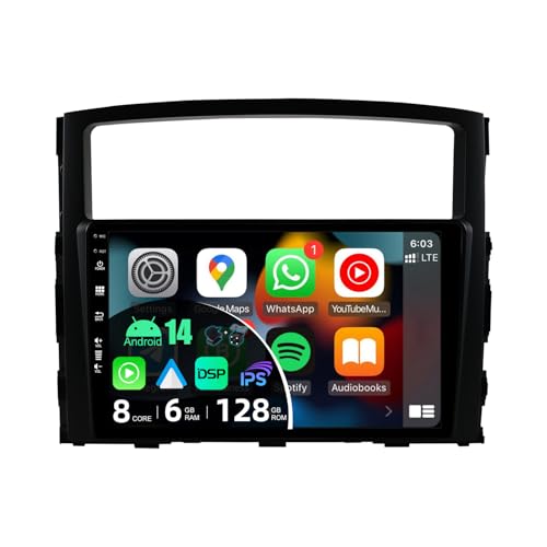 JOYX - 6G+128G - Android 12 IPS Autoradio Passt für Mitsubishi Pajero 4 V80 V90 (2006-2014) - Kabellos CarPlay/Android Auto/DSP - Kamera & MIC - 9 Zoll 2 Din - DAB Lenkradsteuerung Fast-Boot 360-CAM von Generic