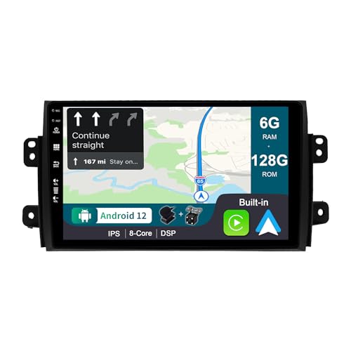 JOYX - 6G+128G - Android 12 IPS Autoradio Passt für Suzuki SX4 (2006-2013) - Kabellos CarPlay/Android Auto/DSP - LED Kamera & MIC - 9 Zoll 2 Din - DAB Lenkradsteuerung Fast-Boot 360-Kamera 4G WiFi BT von Generic