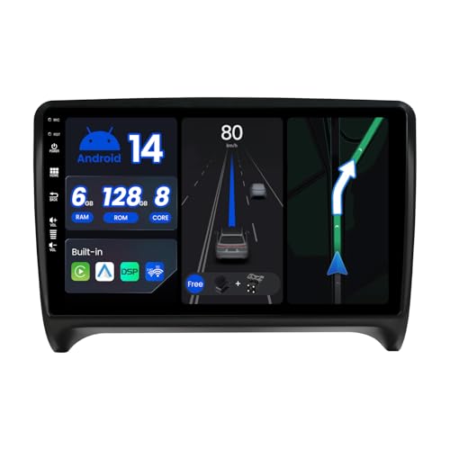 JOYX - [6G+128G] - Android 13 IPS Autoradio Passt für Audi TT (2006-2011) - Kabellos CarPlay/Android Auto/DSP - LED Kamera & MIC - 9 Zoll 2 Din - DAB Lenkradsteuerung Fast-Boot 360-Camera WiFi AHD 4G von Generic