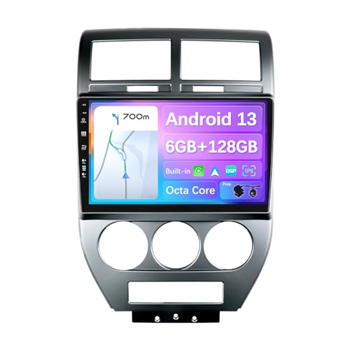 JOYX - [6G+128G] - Android 13 IPS Autoradio Passt für Jeep Compass 1 MK (2006-2010) - Kabellos CarPlay/Android Auto/DSP - LED Kamera & MIC - 10.1 Zoll 2 Din - DAB Lenkradsteuerung Fast-boot 360-Camera von Generic