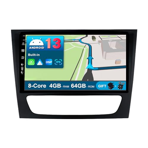 JOYX Android 12 IPS Autoradio Passt für Benz E-Class W211 (2003–2009) / C219 CLS-Class (2004–2009) - 4G+64G - Eingebaut DSP/Carplay/Android Auto - Kamera + MIC - 9 Zoll 2 Din - SWC WiFi DAB 360-Kamera von Generic