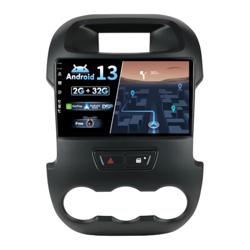 JOYX Android 12 IPS Autoradio Passt für Ford Ranger (2011-2016) - Eingebautes CarPlay Android Auto - KOSTENLOS Rückfahrkamera - [2G+32G] - 9 Zoll 2 Din - DSP DAB Lenkradsteuerung WiFi Fast-Boot 4G BT von Generic