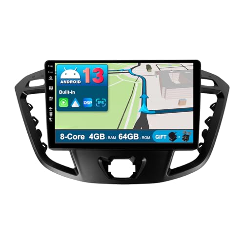 JOYX Android 12 IPS Autoradio Passt für Ford Tourneo/Ford Transit Custom (2013-2021) - 4G+64G - Eingebaut DSP/Carplay/Android Auto - Kamera + MIC - 9 Zoll 2 Din - SWC WiFi DAB 360-Cam Fast-Boot AHD von Generic