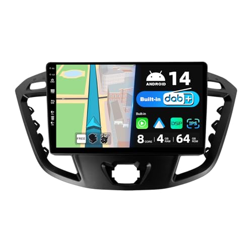 JOYX Android 13 IPS Autoradio - [Eingebaut DAB] - Passt für Ford Tourneo Transit Custom (2013-2021) - Kabellos Carplay/Android Auto - 4G+64G - Kamera + MIC - 9 Zoll 2 Din -SWC DSP Fast-boot 360-Kamera von Generic